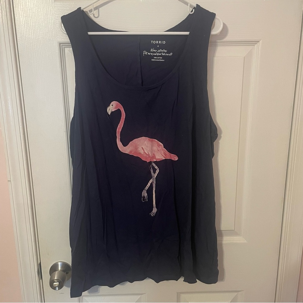 Torrid Navy Tank Top with Pink Flamingo Image